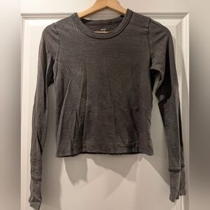 Aerie Charcoal Long Sleeve Cropped Women's Tee